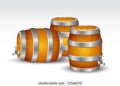 illustration of beer barrel with tab on white background