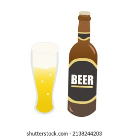 Illustration of beer and beer bottle