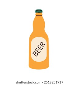 Illustration of a beer bottle with text isolated on a white background