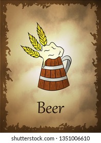 illustration of beer in cartoon style on retro background. Perfect for Board game design