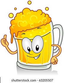 Illustration of Beer Character Giving a Thumbs Up