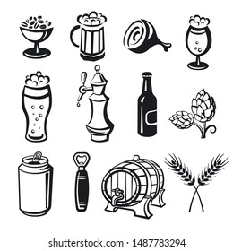 illustration of the beer drinks and snacks icons