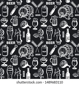 illustration of the beer drinks and snacks seamless pattern