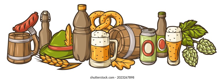 Illustration for beer festival or Oktoberfest. Background for pub or bar menu and flyers.