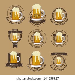 Illustration of beer free label, beer poster, vector illustration