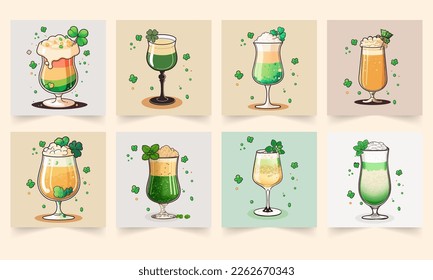 Illustration of Beer Glass Set On St. Patrick's Day Concept.