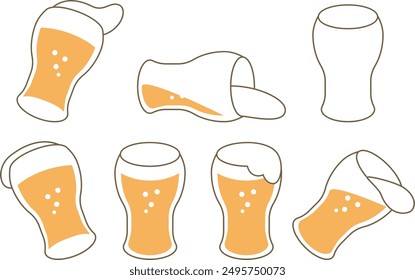 Illustration of beer and glass spilling and tipping