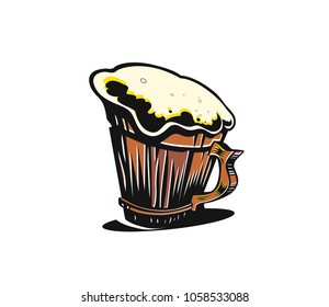 Illustration of beer in mug, alcohol vector illustration