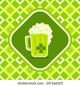 Illustration of a beer mug  with clover