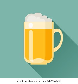 Illustration of beer mug in flat design style.