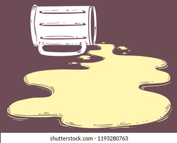 Illustration of a Beer Mug on the Floor with Spilled Beer