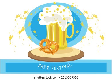 Illustration for the beer party with mug and lettering