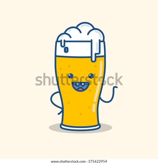 Illustration Beer Smile Doodle Waving Stock Vector (Royalty Free) 375622954