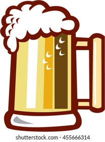 Illustration of a beer stein mug with beer foam on top set on isolated white background done in retro style. 