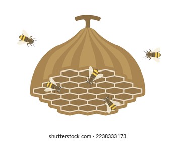 Ilustración de abejas y panecillos.