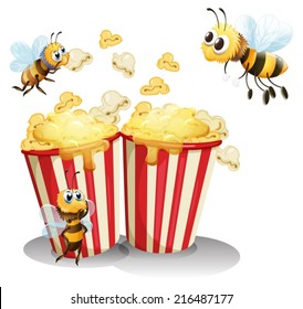 Illustration of  bees and popcorn