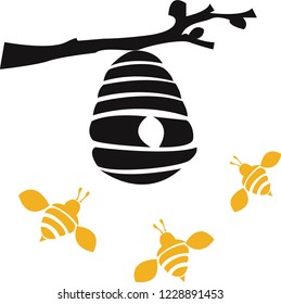 Illustration of bees with a white background. Can be used in design.