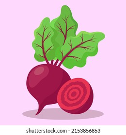 Illustration of beet fruit with flat style