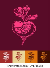 illustration of the beet with icons composition