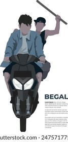 illustration of 'begal' Indonesian robber who operates on the streets