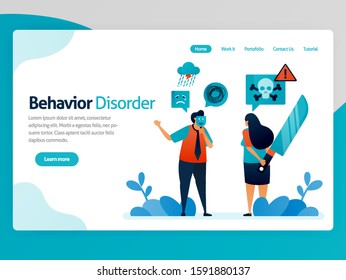 Illustration of behavior disorder. False emotions. Multiple personality. Hypocritical. Lying with yourself. Desire to kill. Vector cartoon for website homepage header landing web page template apps