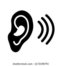 Illustration Of Behind-the-ear Hearing Aid Ear Wearing Deaf-aid. Deaf Problem Or Hearing Loss. Universal Access Symbol, Deaf Symbol, Hard Of Hearing Sign, Sound Icon, Deaf Icon, Ear Icon, Hearing Icon