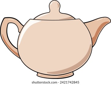 Illustration of beige cell shaded teapot