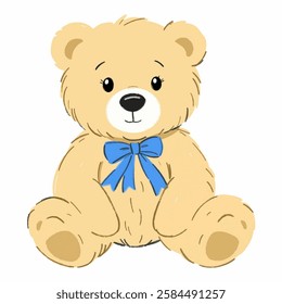 Illustration of a Beige Teddy Bear, Ideal for Childhood, Toy, and Comfort Themed Artwork A soft and plush beige teddy bear, evoking warmth, childhood memories, and nostalgia.