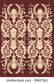 illustration with beige vertical design isolated on brown background