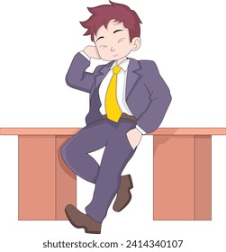 ilustración de ser perezoso en el trabajo, los trabajadores duermen en la mañana, dibujos animados de doodle ilustración plana