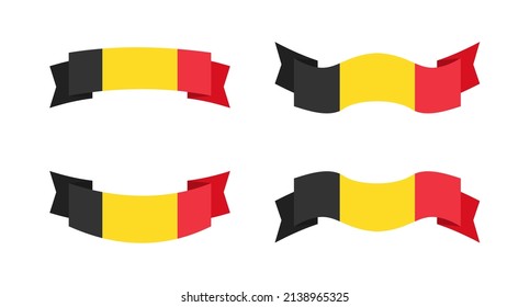 illustration of a belgium flag with a ribbon style. belgium flag vector set.