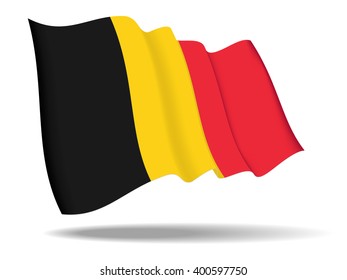 illustration Belgium flag waving Isolated on White Background,vector