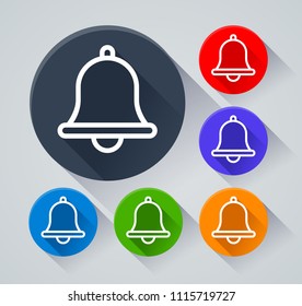Illustration of bell circle icons with shadow