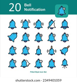Illustration of Bell Notification Collection design Filled Icon. Bell Notification Filled Icon Pack. Set of Bell Notification Filled Icon