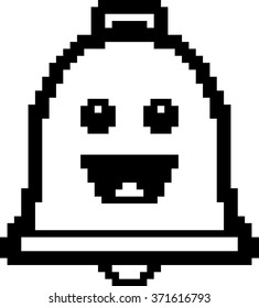 An illustration of a bell smiling in an 8-bit cartoon style.