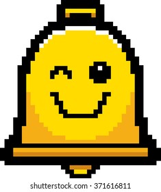 An illustration of a bell winking in an 8-bit cartoon style.
