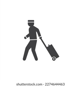 illustration of bellboy, hotel icon, vector art.