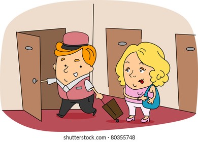 Illustration of a Bellboy at Work