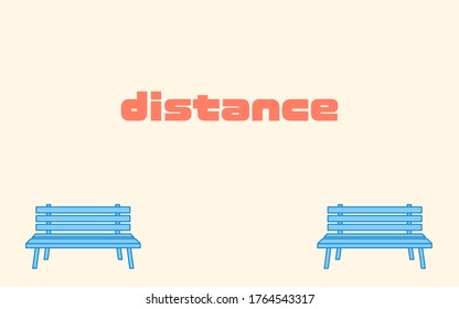 Ilustración de un banco con un hueco, imagen de la distancia social
Ilustración del vector