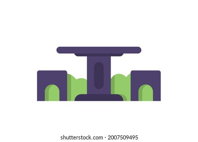 illustration of a bench and garden table. stone furniture in the garden or outside. flat cartoon style. vector element design