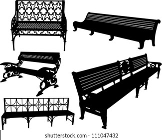 illustration with bench set isolated on white background