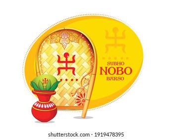 illustration of Bengali new year Subho Nabo Barsho, with rasgulla celebration background