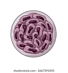 Ejemplo de un tumor benigno. Vector de células tumorales. Diseño para carteles médicos, educativos y científicos. Logotipo, icono o símbolo.