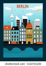 Illustration of Berlin city Germany. Vector