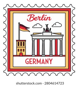 Illustration of Berlin, Germany featuring the iconic Brandenburg Gate, a symbol of history, culture, and architectural beauty