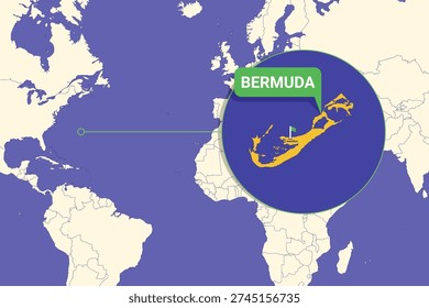 Illustration of Bermuda map with Hamilton highlighted