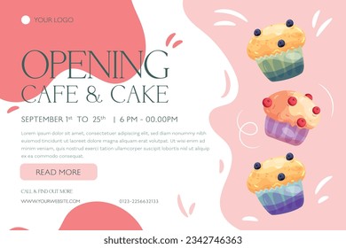 Illustration of Berries cupcake banner template