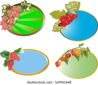illustration with berries frames isolated on white background
