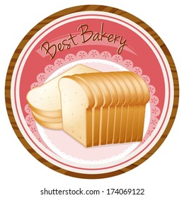 Illustration of a best bakery label with a loaf of bread on a white background