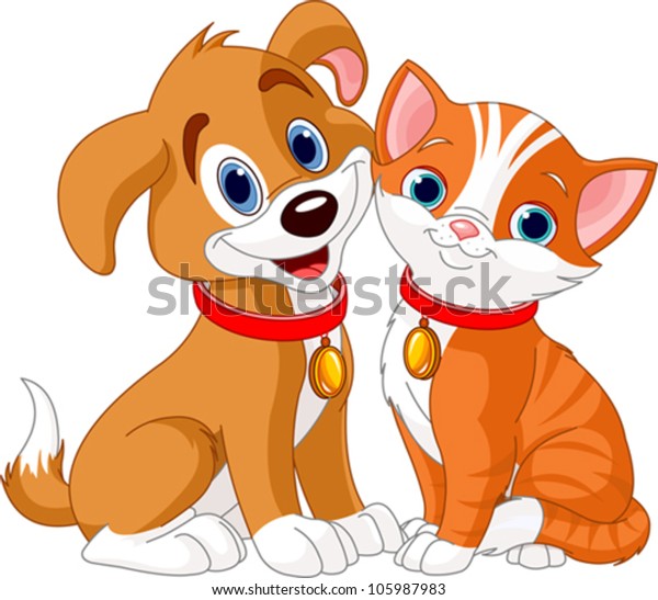 Illustration Best Friends Ever Cat Dog Stock Vector (Royalty Free ...